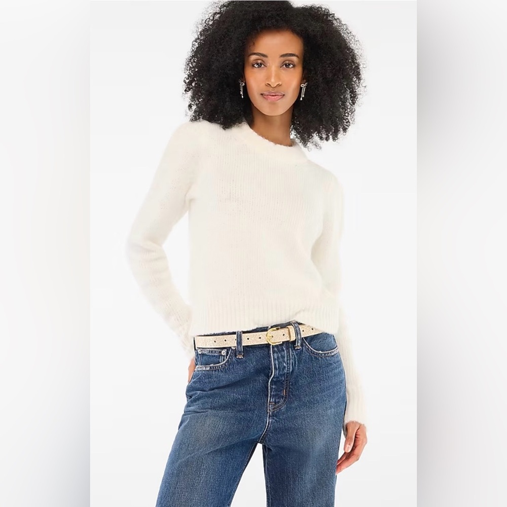 J.Crew Fuzzy Puff-Sleeve Sweater — NWT — Size XXL — Ivory